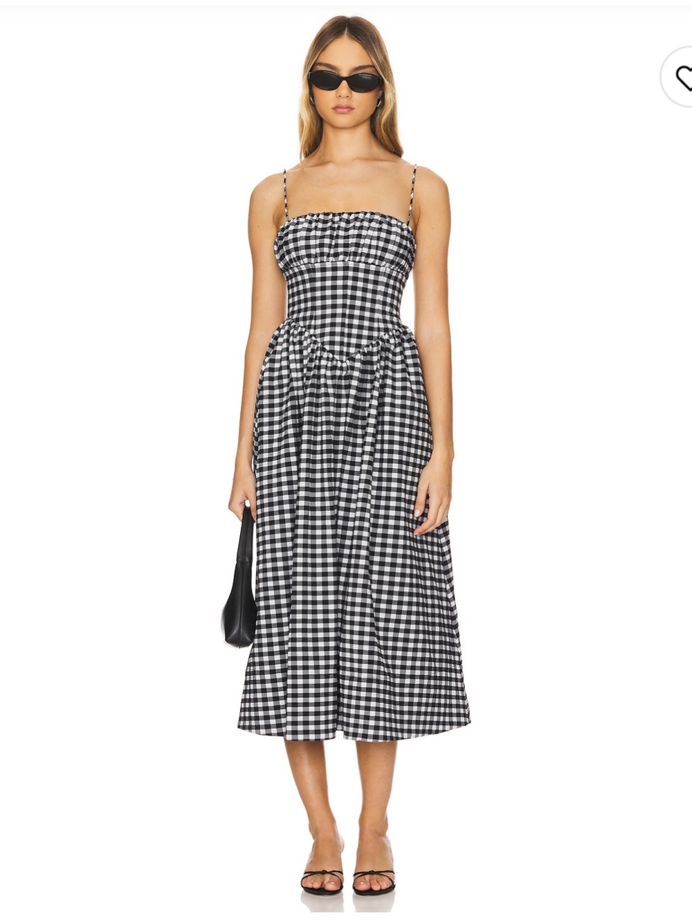 Ronny Kobo Collection Barrett Gingham Midi Dress in Black & White